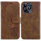 For Realme C53 / Narzo N53 Little Tiger Embossed Leather Phone Case(Brown) - 1