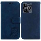 For Realme C53 / Narzo N53 Little Tiger Embossed Leather Phone Case(Dark Blue) - 1