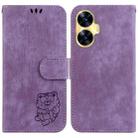 For Realme C55 Little Tiger Embossed Leather Phone Case(Purple) - 1