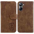 For Realme 10 Pro 5G Little Tiger Embossed Leather Phone Case(Brown) - 1