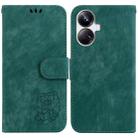 For Realme 10 Pro+ Little Tiger Embossed Leather Phone Case(Green) - 1