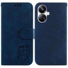 For Realme 10 Pro+ Little Tiger Embossed Leather Phone Case(Dark Blue) - 1