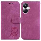 For Realme 10 Pro+ Little Tiger Embossed Leather Phone Case(Rose Red) - 1