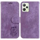 For Realme C35 Little Tiger Embossed Leather Phone Case(Purple) - 1