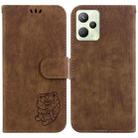 For Realme C35 Little Tiger Embossed Leather Phone Case(Brown) - 1