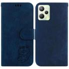 For Realme C35 Little Tiger Embossed Leather Phone Case(Dark Blue) - 1