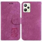 For Realme C35 Little Tiger Embossed Leather Phone Case(Rose Red) - 1