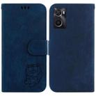 For Realme 9i / OPPO A76 4G / A36 Little Tiger Embossed Leather Phone Case(Dark Blue) - 1