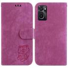 For Realme 9i / OPPO A76 4G / A36 Little Tiger Embossed Leather Phone Case(Rose Red) - 1