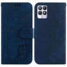 For Realme 8i Little Tiger Embossed Leather Phone Case(Dark Blue) - 1