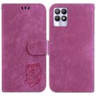 For Realme 8i Little Tiger Embossed Leather Phone Case(Rose Red) - 1