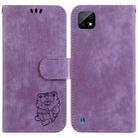 For Realme C20 / C11 2021 Little Tiger Embossed Leather Phone Case(Purple) - 1