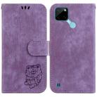 For Realme C21Y Little Tiger Embossed Leather Phone Case(Purple) - 1