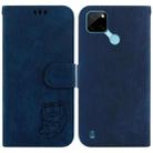 For Realme C21Y Little Tiger Embossed Leather Phone Case(Dark Blue) - 1