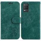 For Realme 8 5G Global / V13 5G Little Tiger Embossed Leather Phone Case(Green) - 1