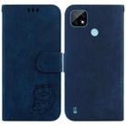 For Realme C21 Little Tiger Embossed Leather Phone Case(Dark Blue) - 1