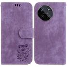 For Realme 11 4G Global Little Tiger Embossed Leather Phone Case(Purple) - 1