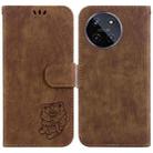 For Realme 11 4G Global Little Tiger Embossed Leather Phone Case(Brown) - 1