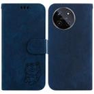 For Realme 11 4G Global Little Tiger Embossed Leather Phone Case(Dark Blue) - 1