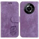 For Realme 11 5G/Narzo 60 India Version Little Tiger Embossed Leather Phone Case(Purple) - 1