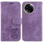 For Realme 11 5G Global Little Tiger Embossed Leather Phone Case(Purple) - 1