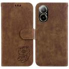 For Realme C67 4G Global Little Tiger Embossed Leather Phone Case(Brown) - 1