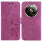 For Realme 12 Pro+ Global Little Tiger Embossed Leather Phone Case(Rose Red) - 1