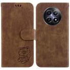 For Realme 12 5G Little Tiger Embossed Leather Phone Case(Brown) - 1