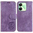 For Realme C61 / C63 / Note 60 Little Tiger Embossed Leather Phone Case(Purple) - 1