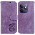 For Realme GT 6 / GT 6T / GT Neo6 Little Tiger Embossed Leather Phone Case(Purple) - 1