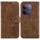 For Realme GT 6 / GT 6T / GT Neo6 Little Tiger Embossed Leather Phone Case(Brown) - 1