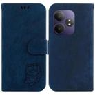 For Realme GT 6 / GT 6T / GT Neo6 Little Tiger Embossed Leather Phone Case(Dark Blue) - 1