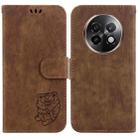 For Realme 13+ Global Little Tiger Embossed Leather Phone Case(Brown) - 1