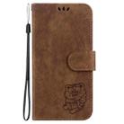 For Realme 13+ Global Little Tiger Embossed Leather Phone Case(Brown) - 3