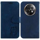 For Realme 13+ Global Little Tiger Embossed Leather Phone Case(Dark Blue) - 1