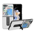 For Samsung Galaxy Z Flip5 ABEEL Dual Color Lichi Texture PU Phone Case with Holder(White) - 1