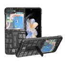 For Samsung Galaxy Z Flip5 ABEEL Crocodile Texture Genuine Leather Phone Case with Holder(Black) - 1