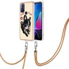 For Motorola Moto G Play 2023 Electroplating Dual-side IMD Phone Case with Lanyard(Lucky Dog) - 1