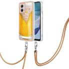 For Motorola Moto G53 / G13 / G23 Electroplating Dual-side IMD Phone Case with Lanyard(Draft Beer) - 1