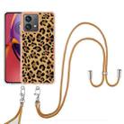 For Motorola Moto G84 Electroplating Dual-side IMD Phone Case with Lanyard(Leopard Print) - 1