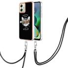 For Motorola Moto G54 Electroplating Dual-side IMD Phone Case with Lanyard(Natural Growth) - 1