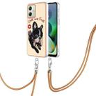 For Motorola Moto G54 Electroplating Dual-side IMD Phone Case with Lanyard(Lucky Dog) - 1