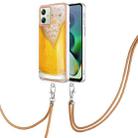 For Motorola Moto G54 Electroplating Dual-side IMD Phone Case with Lanyard(Draft Beer) - 1