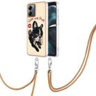 For Motorola Moto G14 Electroplating Dual-side IMD Phone Case with Lanyard(Lucky Dog) - 1