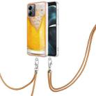 For Motorola Moto G14 Electroplating Dual-side IMD Phone Case with Lanyard(Draft Beer) - 1