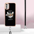For Motorola Moto E32 4G/E32s Electroplating Dual-side IMD Phone Case with Lanyard(Natural Growth) - 3