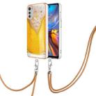 For Motorola Moto E32 4G/E32s Electroplating Dual-side IMD Phone Case with Lanyard(Draft Beer) - 1