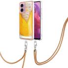For Motorola Moto G04 4G / G24 4G Electroplating Dual-side IMD Phone Case with Lanyard(Draft Beer) - 1