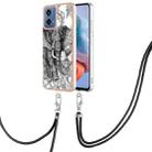 For Motorola Moto G34 Electroplating Dual-side IMD Phone Case with Lanyard(Totem Elephant) - 1