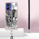 For Motorola Moto G85 Electroplating Dual-side IMD Phone Case with Lanyard(Totem Elephant) - 3